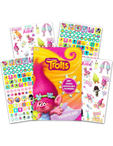 Paquete de Calcomanías y Tatuajes Temporales Trolls - 295+ Calcomanías