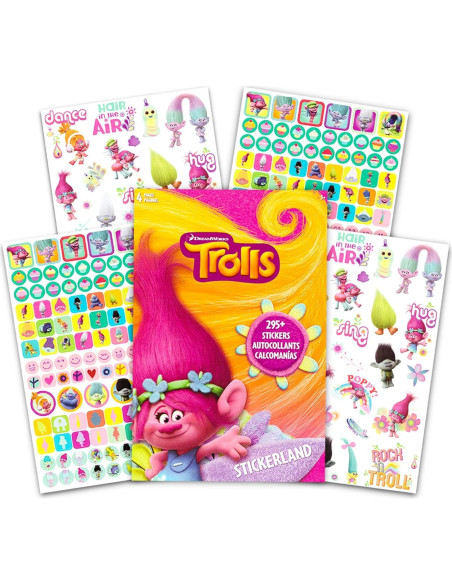 Paquete de Calcomanías y Tatuajes Temporales Trolls - 295+ Calcomanías