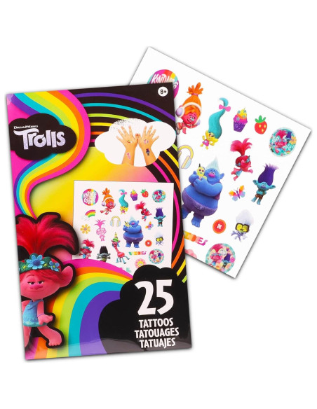 Paquete de Calcomanías y Tatuajes Temporales Trolls - 295+ Calcomanías