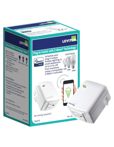 Enchufe Inteligente Leviton Z-Wave DZPA1-2BW 15A Blanco