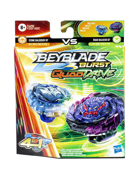 Beyblade Burst QuadDrive Hasbro Roar Balkesh B7 y Stone Balderov B7 - 2 Trompos Personalizables