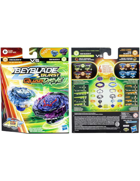 Beyblade Burst QuadDrive Hasbro Roar Balkesh B7 y Stone Balderov B7 - 2 Trompos Personalizables