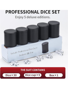 Juego de 5 Copas de Dados RERIVER con 6 Dados Acrílicos 2