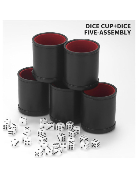 Juego de 5 Copas de Dados RERIVER con 6 Dados Acrílicos
