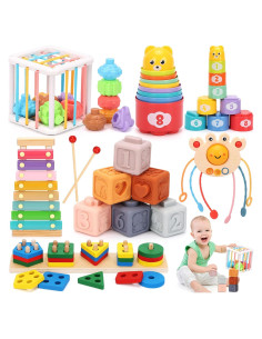 Juguetes Montessori FlufiFiea 6 en 1 para Bebés 6-12 Meses