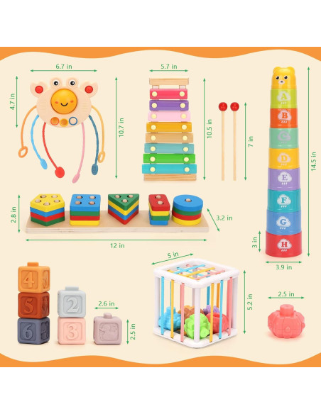 Juguetes Montessori FlufiFiea 6 en 1 para Bebés 6-12 Meses