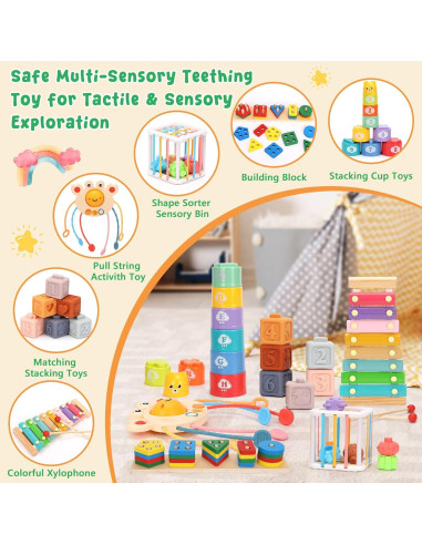 Juguetes Montessori FlufiFiea 6 en 1 para Bebés 6-12 Meses