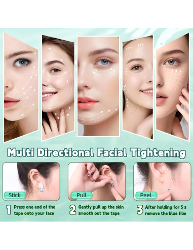 Cinta Facial Invisible Genérica 200 Piezas para Lifting