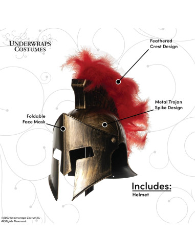 Casco de Gladiador Romano Underwraps para Adultos con Plumas