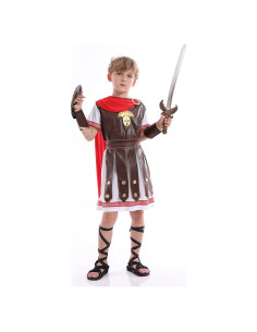 Disfraz de Gladiador Romano para Niños con Capa Roja - Talla L