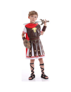 Disfraz de Gladiador Romano para Niños con Capa Roja - Talla L 2
