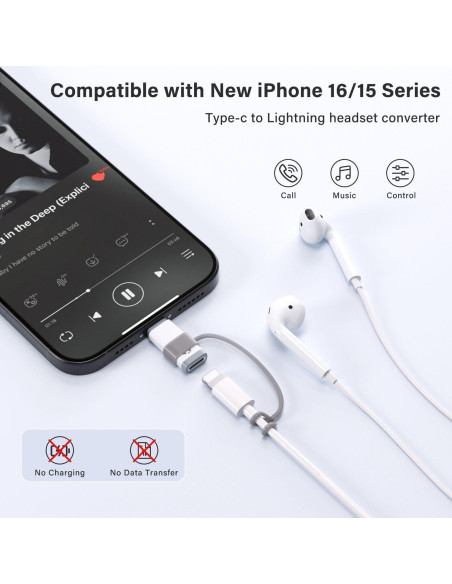 Adaptador de Audio USB-C a Lightning Mxcudu - Compatible iPhone 16/15