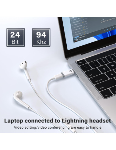 Adaptador de Audio USB-C a Lightning Mxcudu - Compatible iPhone 16/15