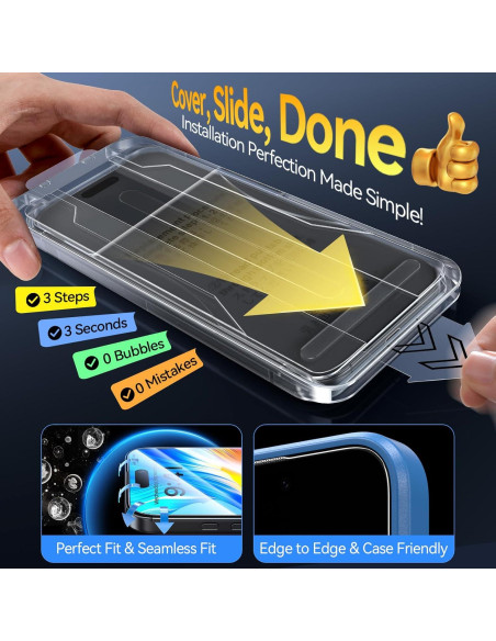 Protector de Pantalla Vidrio Templado Popoluku 9H para iPhone 16 Pro Max