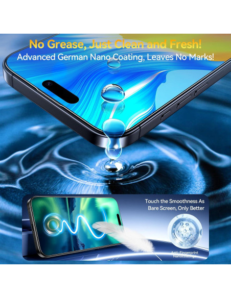 Protector de Pantalla Vidrio Templado Popoluku 9H para iPhone 16 Pro Max