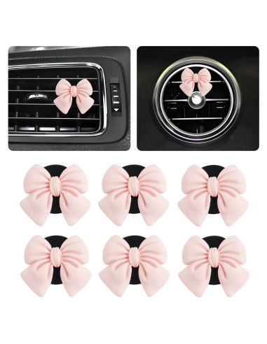 6 Clips de Ventilación de Coche OFBAND Rosa Ajustables