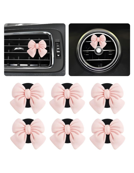 6 Clips de Ventilación de Coche OFBAND Rosa Ajustables
