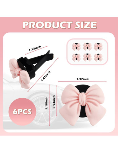 6 Clips de Ventilación de Coche OFBAND Rosa Ajustables