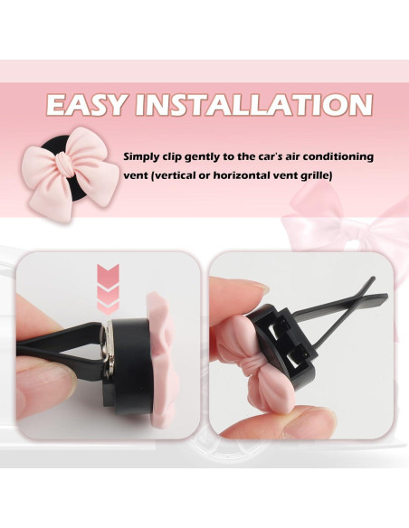 6 Clips de Ventilación de Coche OFBAND Rosa Ajustables