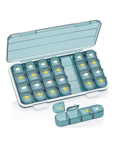 Organizador de Pastillas Acedada 4 Veces al Día 7 Días Azul
