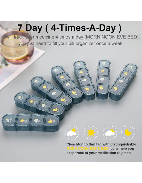 Organizador de Pastillas Acedada 4 Veces al Día 7 Días Azul
