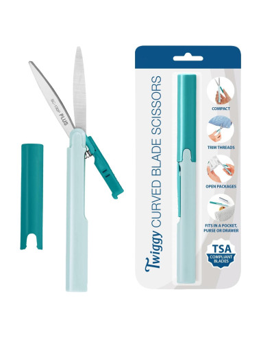 Tijeras Twiggy Compactas TSA PLUS Turquesa Antiadherentes