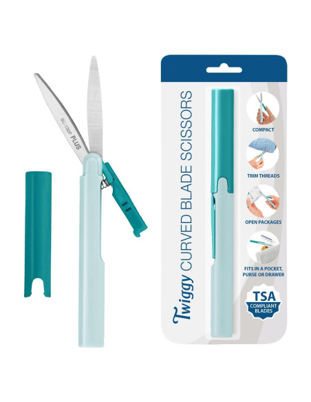 Tijeras Twiggy Compactas TSA PLUS Turquesa Antiadherentes