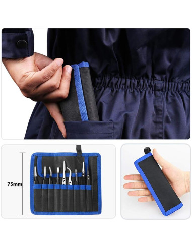 Juego de Pinzas de Precisión HANDSKIT - 9 Piezas de Acero Inoxidable