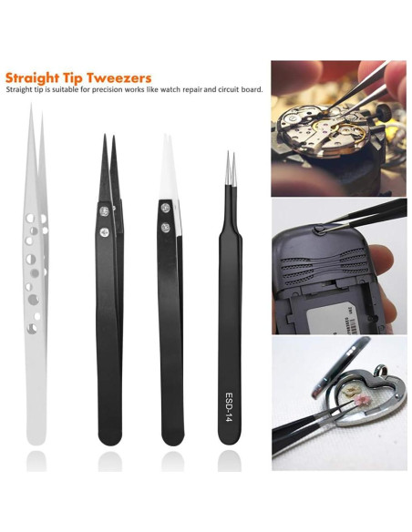 Juego de Pinzas de Precisión HANDSKIT - 9 Piezas de Acero Inoxidable