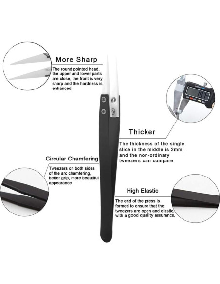 Juego de Pinzas de Precisión HANDSKIT - 9 Piezas de Acero Inoxidable