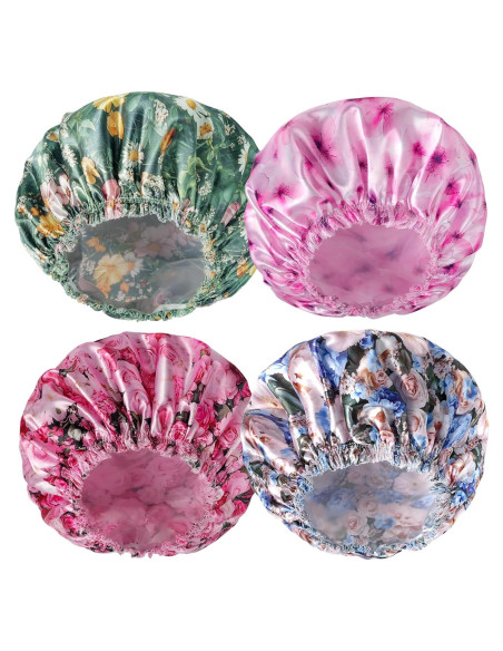 4 Gorras de Ducha Reutilizables CHFONG - Impermeables y Elásticas