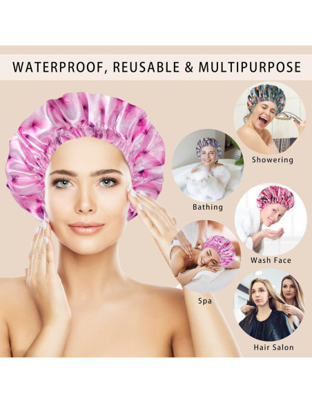 4 Gorras de Ducha Reutilizables CHFONG - Impermeables y Elásticas