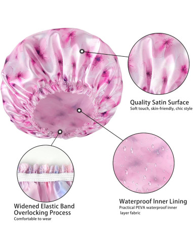 4 Gorras de Ducha Reutilizables CHFONG - Impermeables y Elásticas