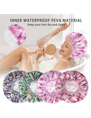 4 Gorras de Ducha Reutilizables CHFONG - Impermeables y Elásticas