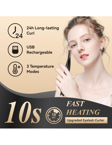 Rizador de Pestañas Calentado MGKO 3 Modos USB Negro
