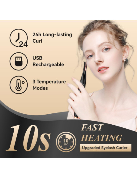 Rizador de Pestañas Calentado MGKO 3 Modos USB Negro