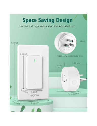 Toma de Corriente Control Remoto HAPYTHDA 15A 1500W Inalámbrica