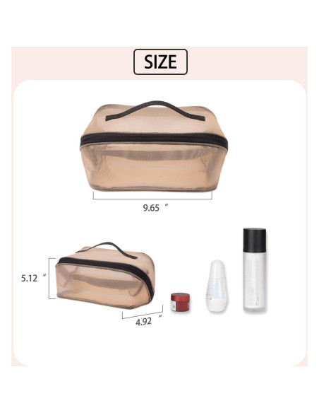 Bolsa de Maquillaje de Viaje Beige - Organizador Cosmético 24.5x12.5x13 cm