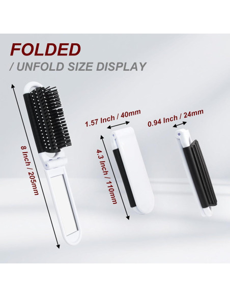 Set de 3 Cepillos de Pelo Plegables con Espejo Qjaiune