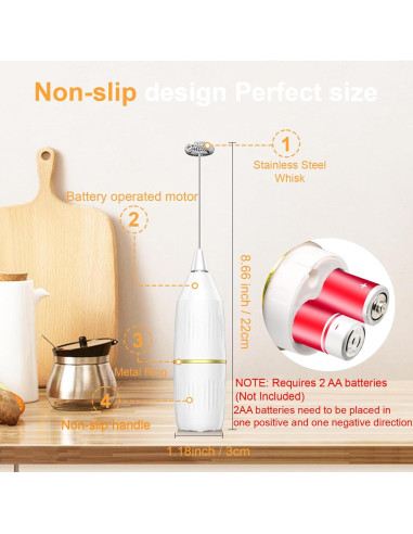 Espumador de Leche Yucime HS100 Inalámbrico Blanco 2 en 1