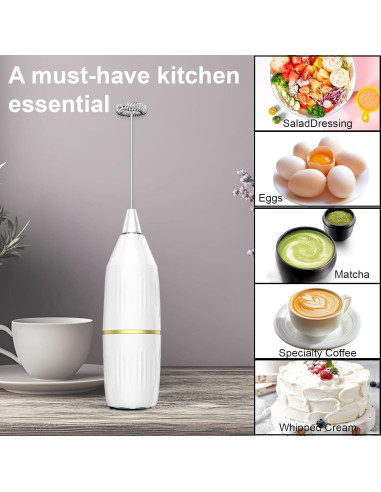 Espumador de Leche Yucime HS100 Inalámbrico Blanco 2 en 1