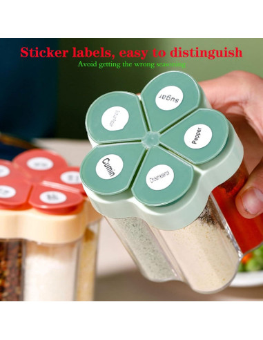 Contenedor de Especias 5 en 1 Verde con Tapa Hermética