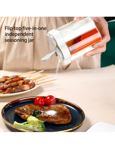 Contenedor de Especias 5 en 1 Verde con Tapa Hermética