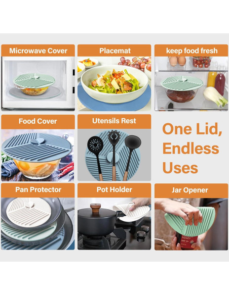 Tapas de Silicona 9-Pack FINENUT - Resistentes al Calor y Apto Lavavajillas