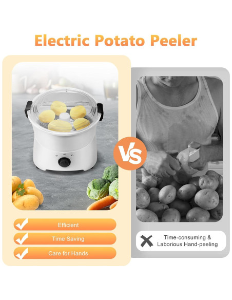 Pelador de Patatas Eléctrico YUASDUU 85W Automático Multifuncional