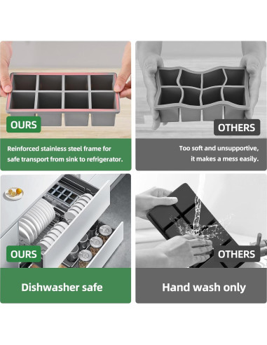 Bandeja de Hielo Amcubec 2 Piezas 16 Cubos 5.1 cm Gris