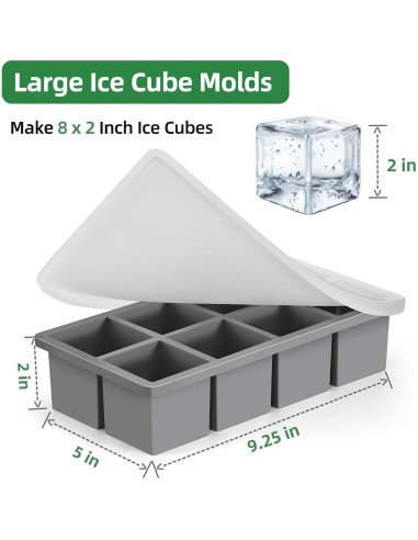 Bandeja de Hielo Amcubec 2 Piezas 16 Cubos 5.1 cm Gris