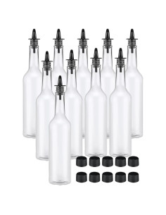 10 Botellas de Plástico 15oz con Tapas y Vertedores QXSFRKG