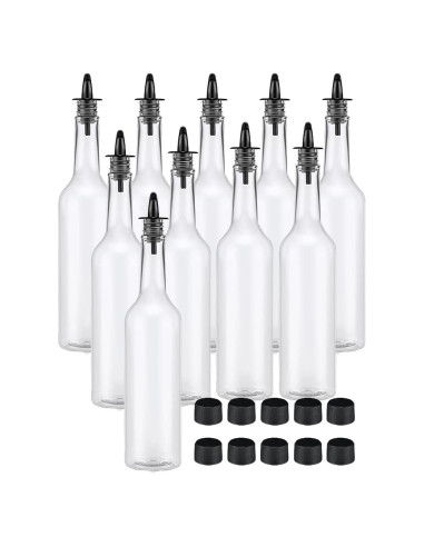 10 Botellas de Plástico 15oz con Tapas y Vertedores QXSFRKG