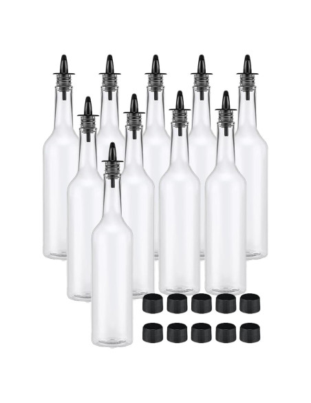 10 Botellas de Plástico 15oz con Tapas y Vertedores QXSFRKG